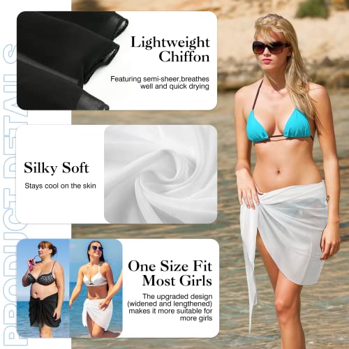 2pcs Chiffon Swim Cover Up for Women - Black & White Large