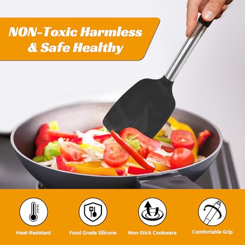 Silicone Kitchen Utensils Set, 4-Piece BPA Free Spatula & Spoon Nonstick Safe