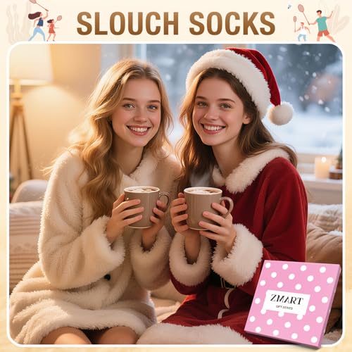 Cozy Slouch Socks for Women - 80s Style in Red, Medium/Thick