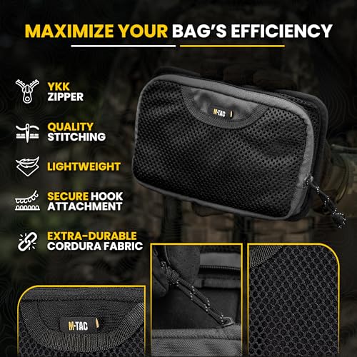M-Tac Black Mesh Organizer Pouch with Hook & Loop for EDC & Tactical Gear