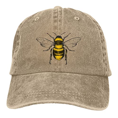 Funny Bees Baseball Cap for Women & Men Honey Bee Dad Hat Vintage Denim Adjustable Strapback