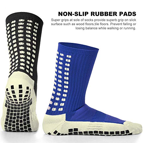 Non-Slip Grip Socks for Men & Women - 2 Pairs, Sizes 6-11.5