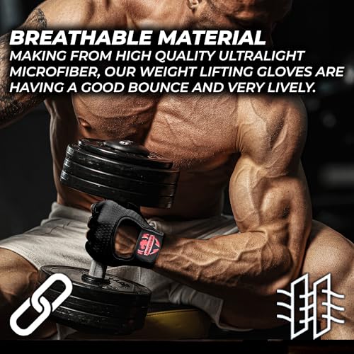 Workout Gloves for Men & Women - Large Black Weight Lifting Gloves with Non-Slip Palm