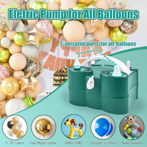 PCFING Portable Electric Balloon Pump 3-in-1 Green Dual Nozzle