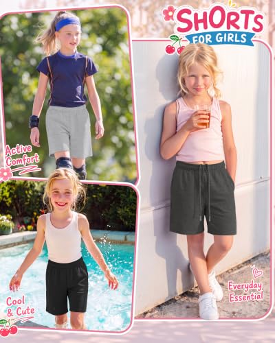 3 Pack Girls Athletic Shorts with Pockets - Summer Playwear