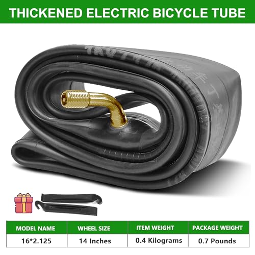 16 Inch Bicycle Inner Tube with Bent Valve Stem - Heavy Duty, Puncture-Resistant, Compatible with 16x1.75-2.125 Bikes & E-Bikes