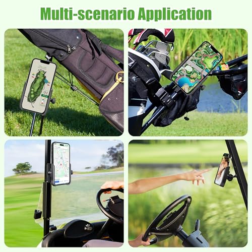 10L0L Magnetic Golf Cart Phone Holder Aluminum Alloy Mount - Upgraded & Secure