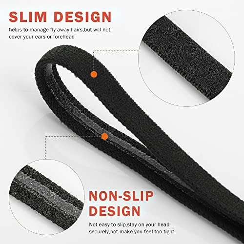 4-Pack Elastic Sport Headbands - Non-Slip Gray & Black