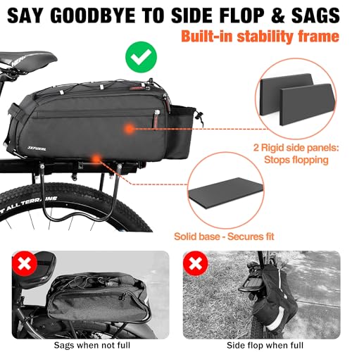 13L Waterproof Bike Rack Bag - Rigid Support Panels & Reflective Design
