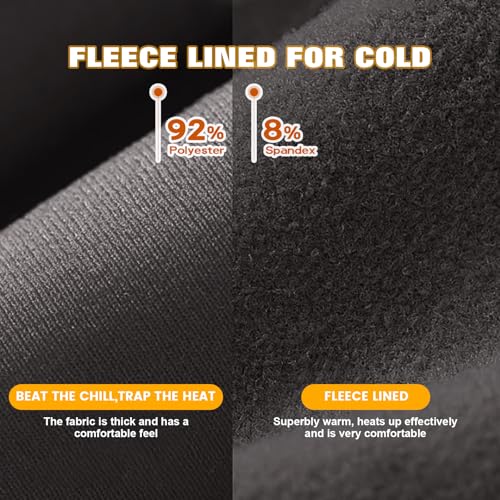 Thermal Fleece Lined Leggings for Women - High Waisted Tummy Control - Dark Grey Large-X-Large