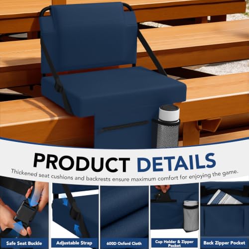 Adjustable Stadium Seat with Back Support & Cup Holder