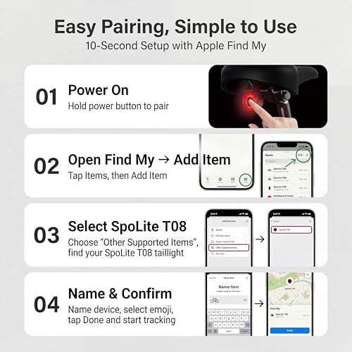 GPS Tracker for Bikes with Tail Light - Black-Red, Real-Time Anti-Theft Locator