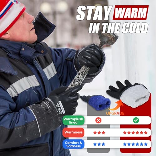 HANDLANDY 2 Pairs Waterproof Work Gloves for Cold Weather, Insulated Winter Freezer Work Gloves with Grip for Men & Women