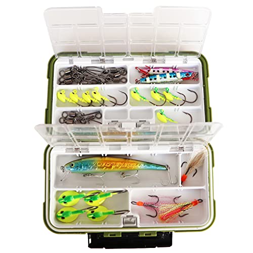 KEESHINE Small Green Tackle Box with 19 Dividers | Mini Floating Lure Organizer