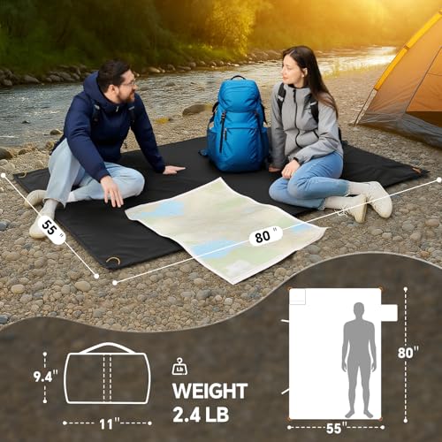 BEDELITE 55x80in Waterproof Camping Blanket – Large Fleece Stadium Outdoor Wearable, Black (Twin Pack 2)