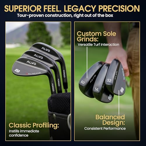 Premium Full Face Golf Wedge Set - 3 Wedges 52, 56, 60 Degrees