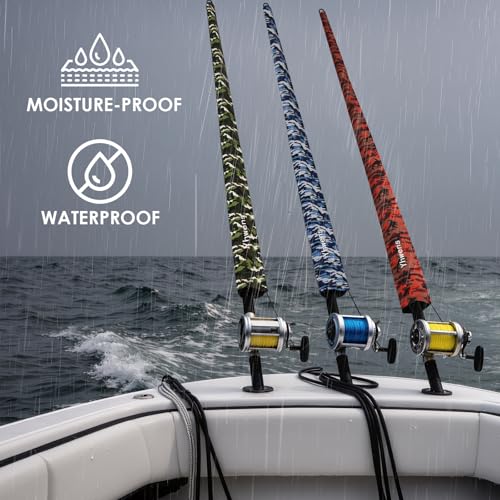 Yhwens 68" Neoprene Fishing Rod Sleeve—Blue Camo, 2-Pack, Rod Covers