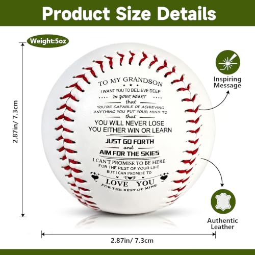 Personalized Engraved Baseball Gift for Grandson - Custom Keepsake