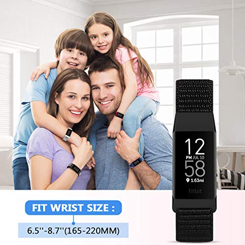 Nylon Watch Band for Fitbit Charge 4/3/SE - Dark Black