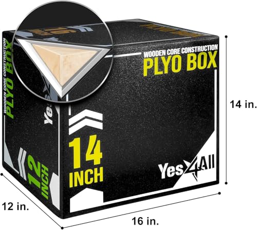 3-in-1 Soft-Padded Plyo Box - 16" x 14" x 12" - Black