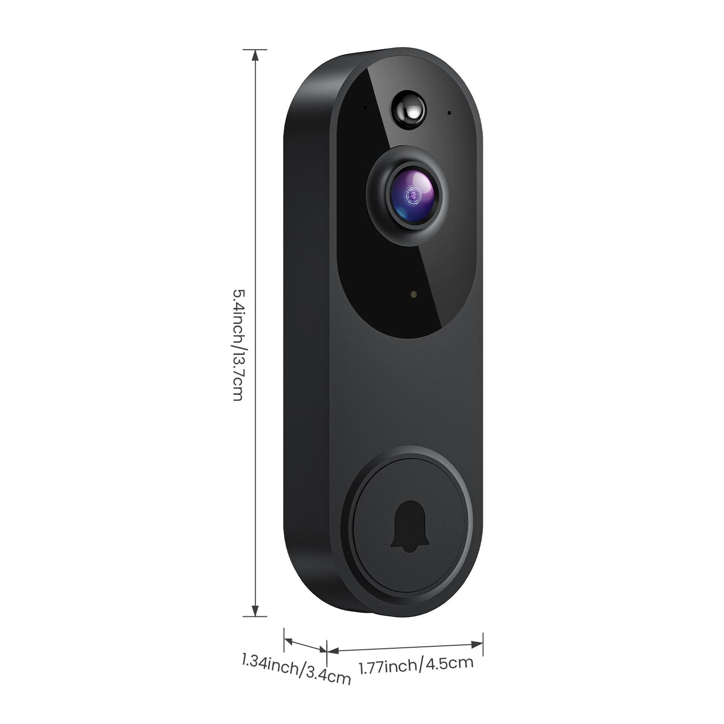 LinkSear Wireless Video Doorbell Camera, Smart AI Human Detection, Real-Time Notification, Night Vision, 2-Way Audio, Cloud Storage, 2.4G WiFi, Indoor Outdoor Surveillance (Without Receiver)