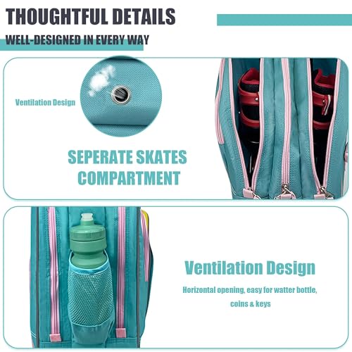 Spacious Roller Skate Bag with Helmet Storage - Green