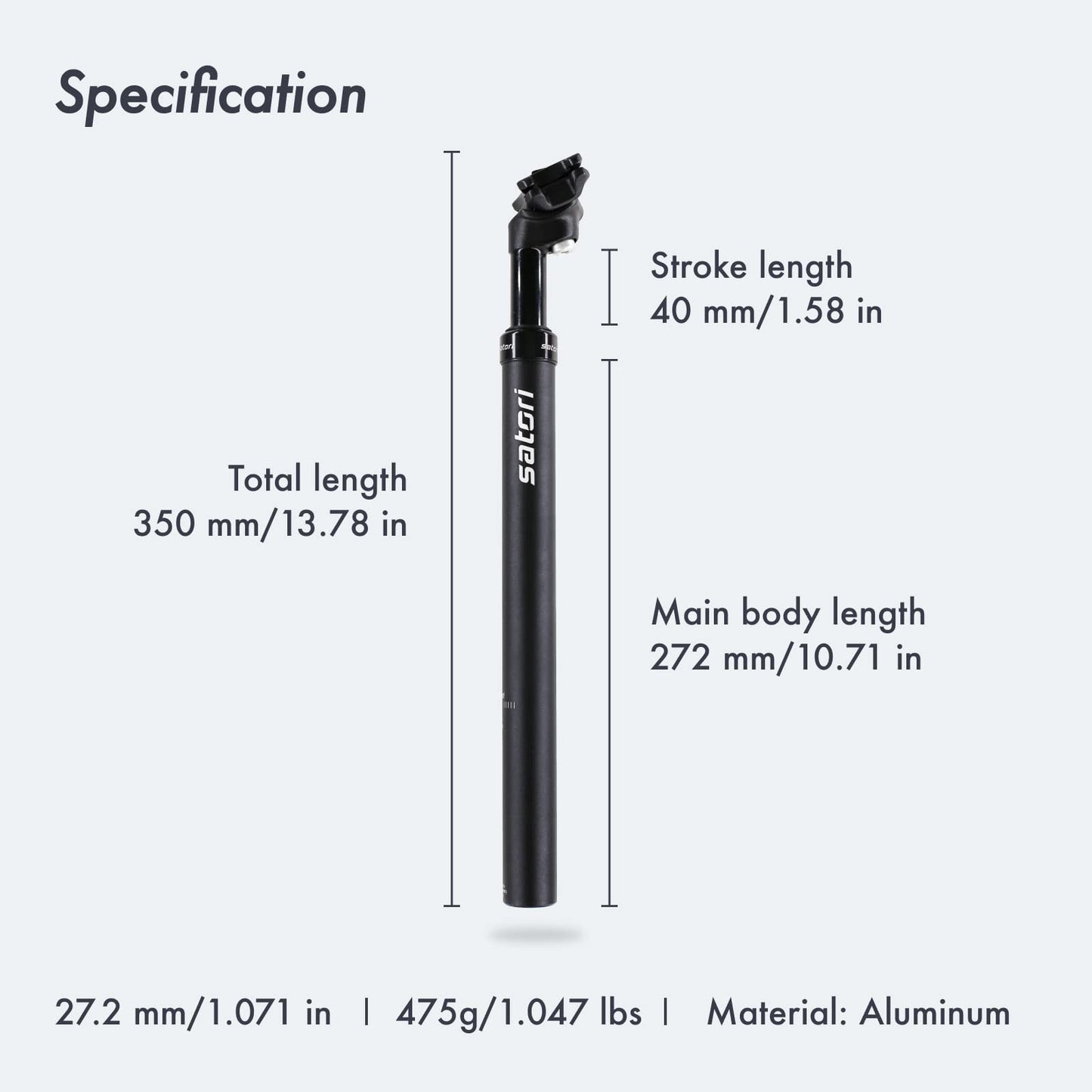 DJC Satori Bike Suspension Seatpost Shock Absorber Damper Seat Post 27.2 28.6 30 30.4 30.9 31.6mm Solo(27.2mm Black)