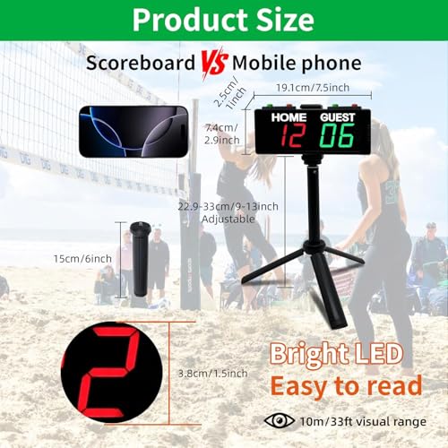 Battery Powered Digital Scoreboard Timer - Red & Green