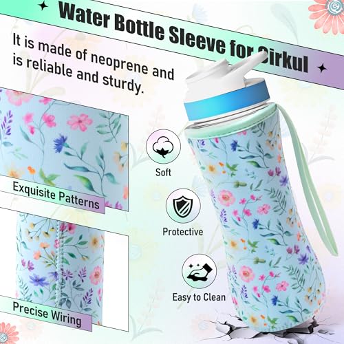 Flower Pattern Water Bottle Sleeve for Cirkul 22 oz - 3 Pack Insulated Cover by 2ooya