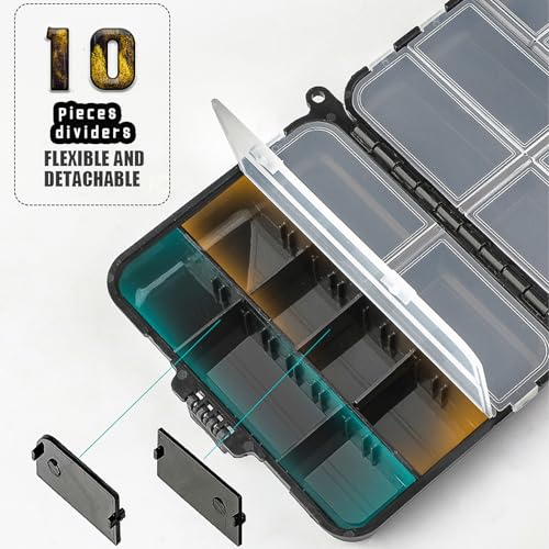 Tcakelox 5 Pack Large Mini Plastic Tackle Boxes — 12-Compartment Fishing Storage Organizer, Kayak Fly Boxes