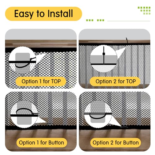 Cupount Banister Guard for Baby - 15ft x 3.3ft Black Safety Mesh Netting for Pets and Kids - Stair Railing Cover for Home