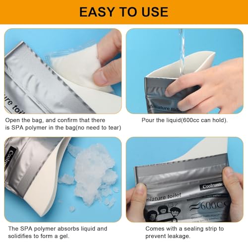Coolrunner Gray Disposable Urine Bags 50 Pack - Unisex Travel & Emergency Pee Bags