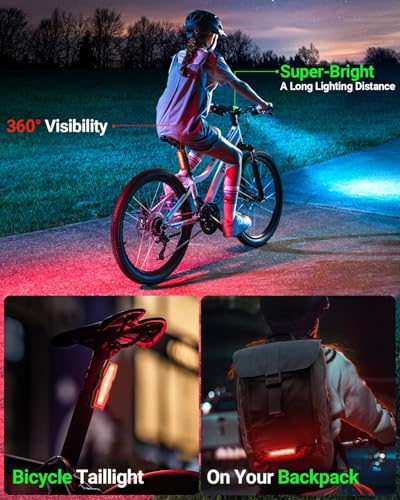 Super Bright USB Rechargeable Bike Light Set - Black, 6+4 Modes