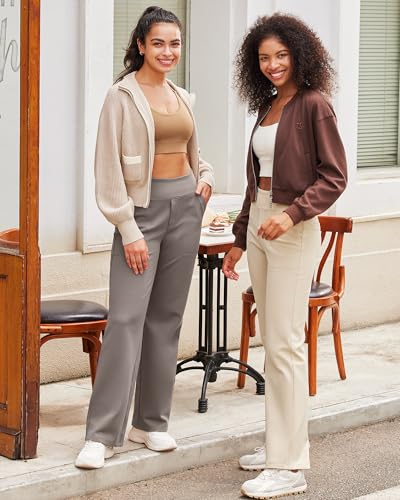 High Waisted Wide Leg Yoga Pants with Pockets - Soft & Moisture Wicking