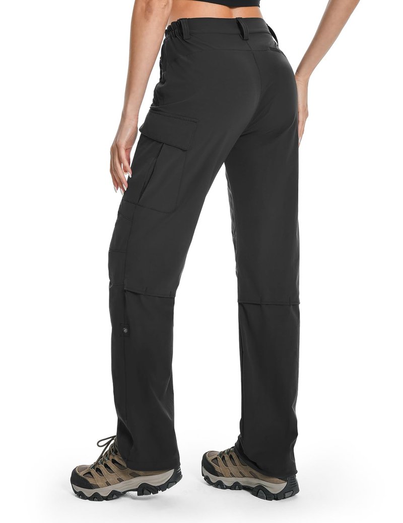 Moosehill Women's Hiking Pants Lightweight Quick Dry Water Resistant Cargo Travel Work Summer Pants for All Seasons (Black,12)