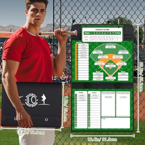 Magnetic Baseball Lineup Board with 40 Cards & Markers