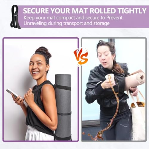 Yoga Mat Carrier Strap - Adjustable Thick Sling for Large Mats - Black