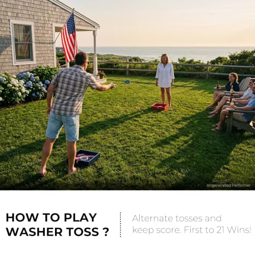 Outdoor Washer Toss Game Set with Wooden Boards & Steel Washers