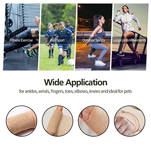 Self-Adhesive Athletic Bandage Wrap - 2 Inch x 5 Yards, 6 Pack - Black