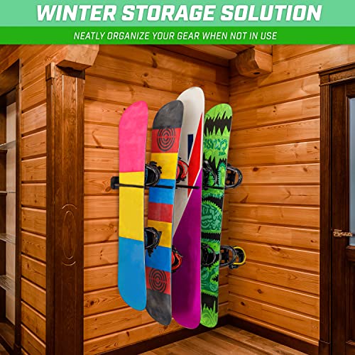 GoSports Wall Mount Ski & Snowboard Rack - Holds 8 Skis or 4 Snowboards, Black, 8-Set Version