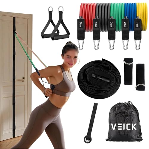 VEICK Colorful Resistance Bands Set with Handles & Door Anchor - 10-150LB
