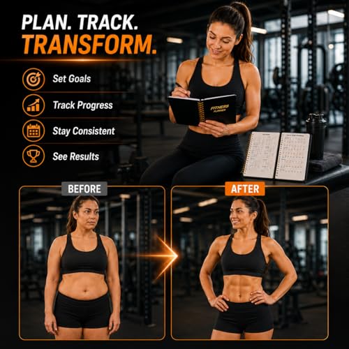 Workout Fitness Planner Journal - 5.6" x 8" Gym Progress Log - Black