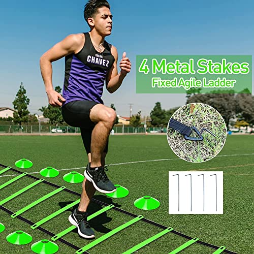 Agility Ladder Training Set - 20ft with Hurdles & Parachute - Green