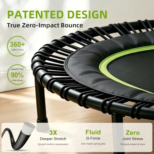 40-Inch Mini Bungee Rebounder Trampoline for Whole-Body Fitness - Black-Green
