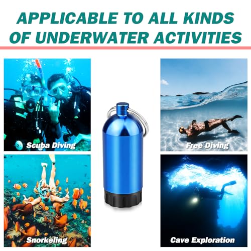 Blue Aluminum Mini Diving Tank Key Ring with O-Rings - Scuba Gear Accessory