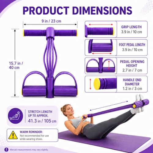 Pedal Resistance Bands with Handles - 6-Tube for Full-Body Workouts