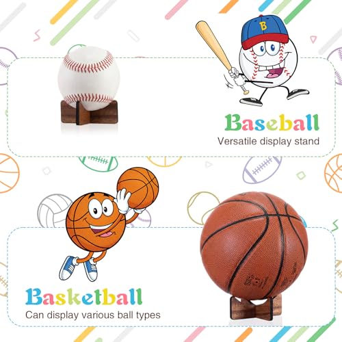 Walnut Ball Display Stand Rack - Set of 2 for Sports Balls