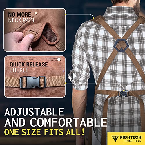 FIGHTECH Shop Apron - Heavy Duty Wood Working Apron for Men with Tool Pockets for Woodworkers Blacksmiths Carpenters M-XXL