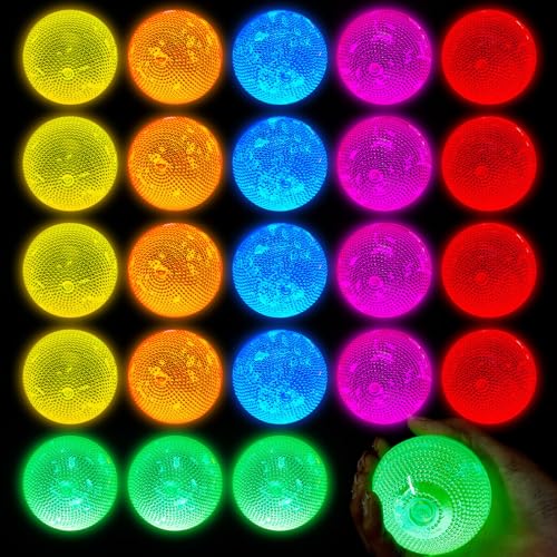 Lewtemi 24 Pack Glow in The Dark Bouncy Balls for Halloween & Parties - Vibrant Colorful Rubber Play Balls