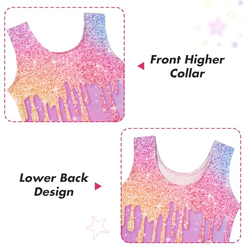 Gymnastics Leotards for Girls - 2 Pack Biketards with Shorts, Pink Diamond, 7-8 Years